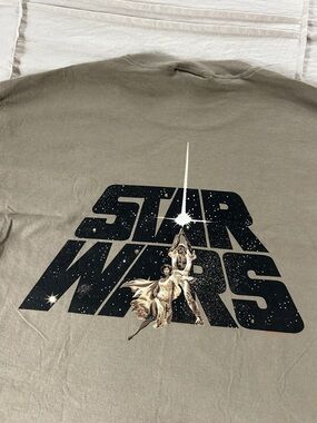Vintage Star Wars Graphic Tee - Olive Green with Black and Cream Print Rare